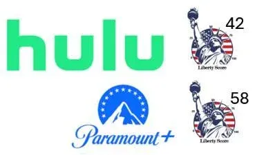 Original Liberty Score comparison showing Hulu at 42 and Paramount Plus at 58